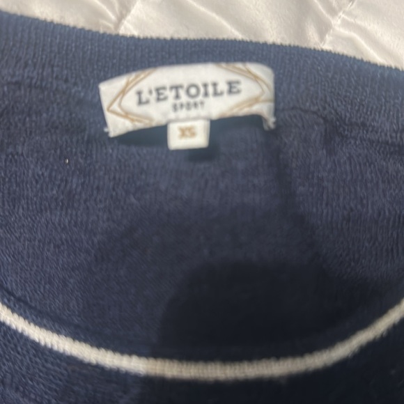 L'Etoile Tennis Anyone Sweater xs navy and off white- small hole in cuff see pic - Picture 4 of 7